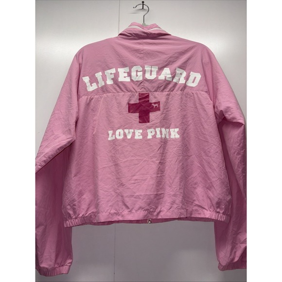 Vintage PINK By Victoria Secret Juniors Wind Breaker Lifeguard Jacket Size Large - Picture 8 of 8